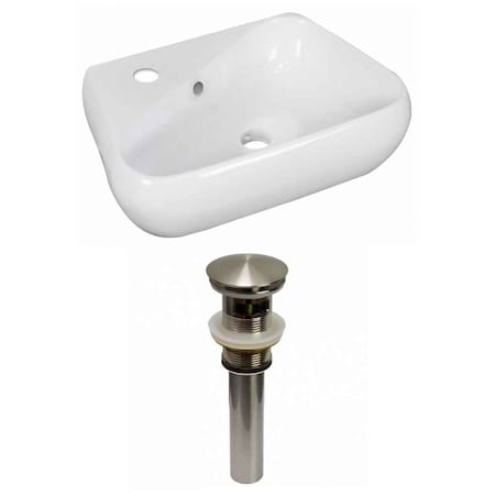 17.5-in. W Above Counter White Vessel Set For 1 Hole Left Faucet